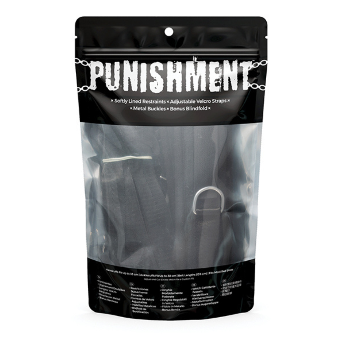 Punishment 5-Piece Bed Restraint Kit | Ultimate Black Bondage Set for Full-Body Restraint