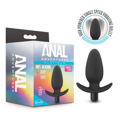 Anal Adventures Platinum By Blush® | Saddle Black 4.5-Inch Vibrating Anal Plug