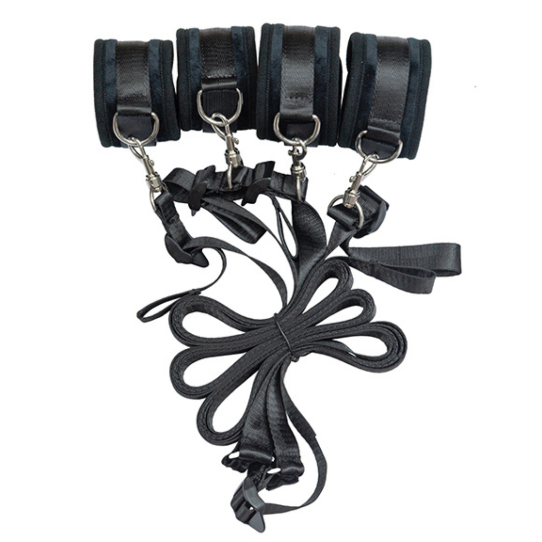 Punishment 5-Piece Bed Restraint Kit | Ultimate Black Bondage Set for Full-Body Restraint