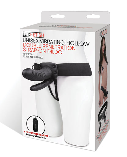 Lux | Fetish Unisex Vibrating Hollow Double Penetration Strap On Dildo