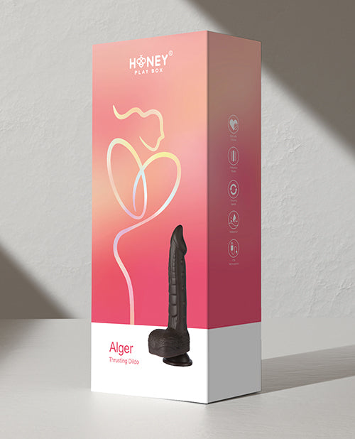 Honey Play Box | ALGER 8 Inch Black Thrusting Vibrating Dildo