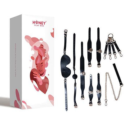 Honey Play Box | Kinky Play Box BDSM Kit 5 Piece Bondage Set - Black