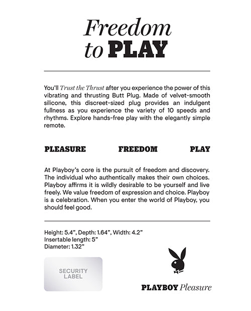 Playboy | Pleasure Trust The Thrust Anal Butt Plug