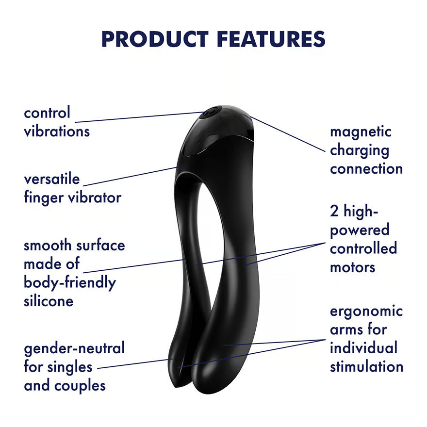 Satisfyer Candy Cane Finger Vibrator (Black/ Orange)