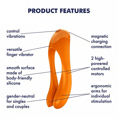 Satisfyer Candy Cane Finger Vibrator (Black/ Orange)