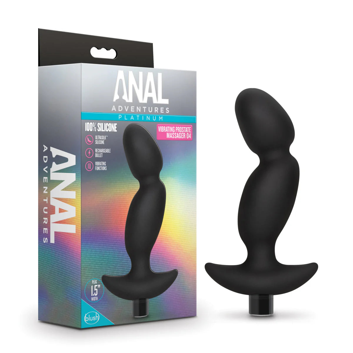 Anal Adventures Platinum By Blush® | Prostate Massager 04  Black 6.5-Inch Vibrating Rechargeable Anal Plug