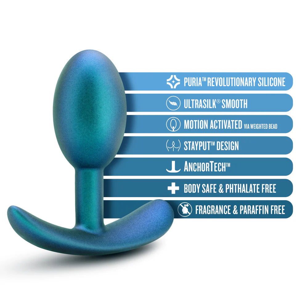 Anal Adventures Matrix By Blush® | The Nebula Plug: 3.5 inch Vibrating Inner Ball Butt Plug in Lunar Blue | With Stayput™ Technology & Anchortech™ Base