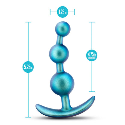 Anal Adventures Matrix By Blush® | The Gamma Plug: 5 inch Curved Beaded Butt Plug in Neptune Teal | With Stayput™ Technology & AnchorTech™ Base