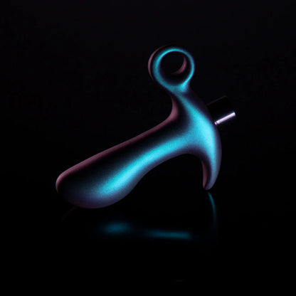 Anal Adventures Matrix By Blush® | Teleportation Plug: Curved For Prostate Massaging With Finger Loop in Lunar Blue | With Stayput™ Technology & AnchorTech™ Base