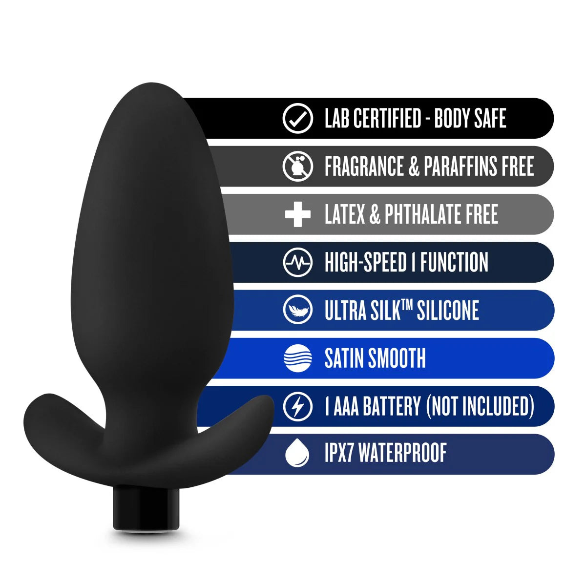 Anal Adventures Platinum By Blush® | Saddle Black 4.5-Inch Vibrating Anal Plug