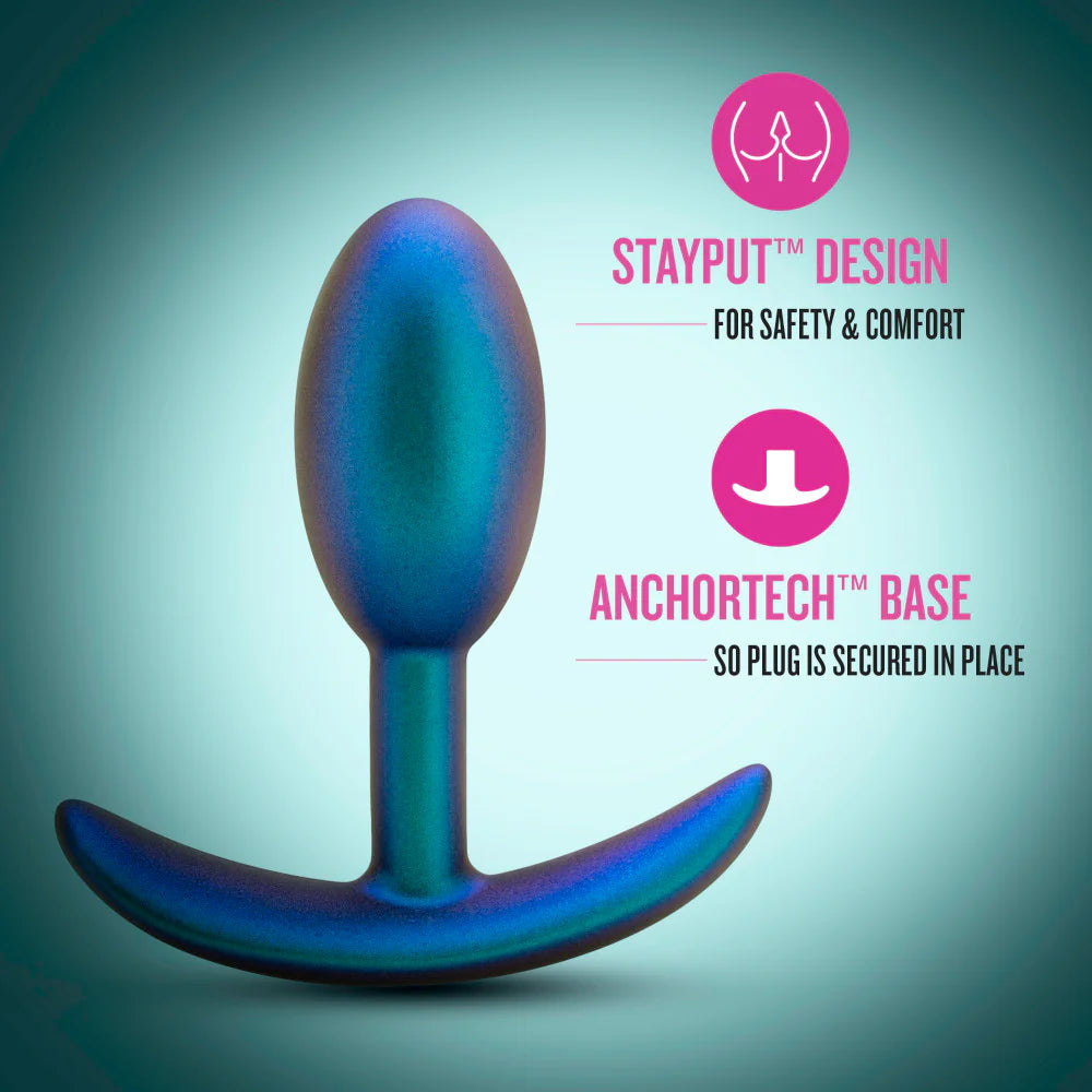 Anal Adventures Matrix By Blush® | The Nebula Plug: 3.5 inch Vibrating Inner Ball Butt Plug in Lunar Blue | With Stayput™ Technology & Anchortech™ Base