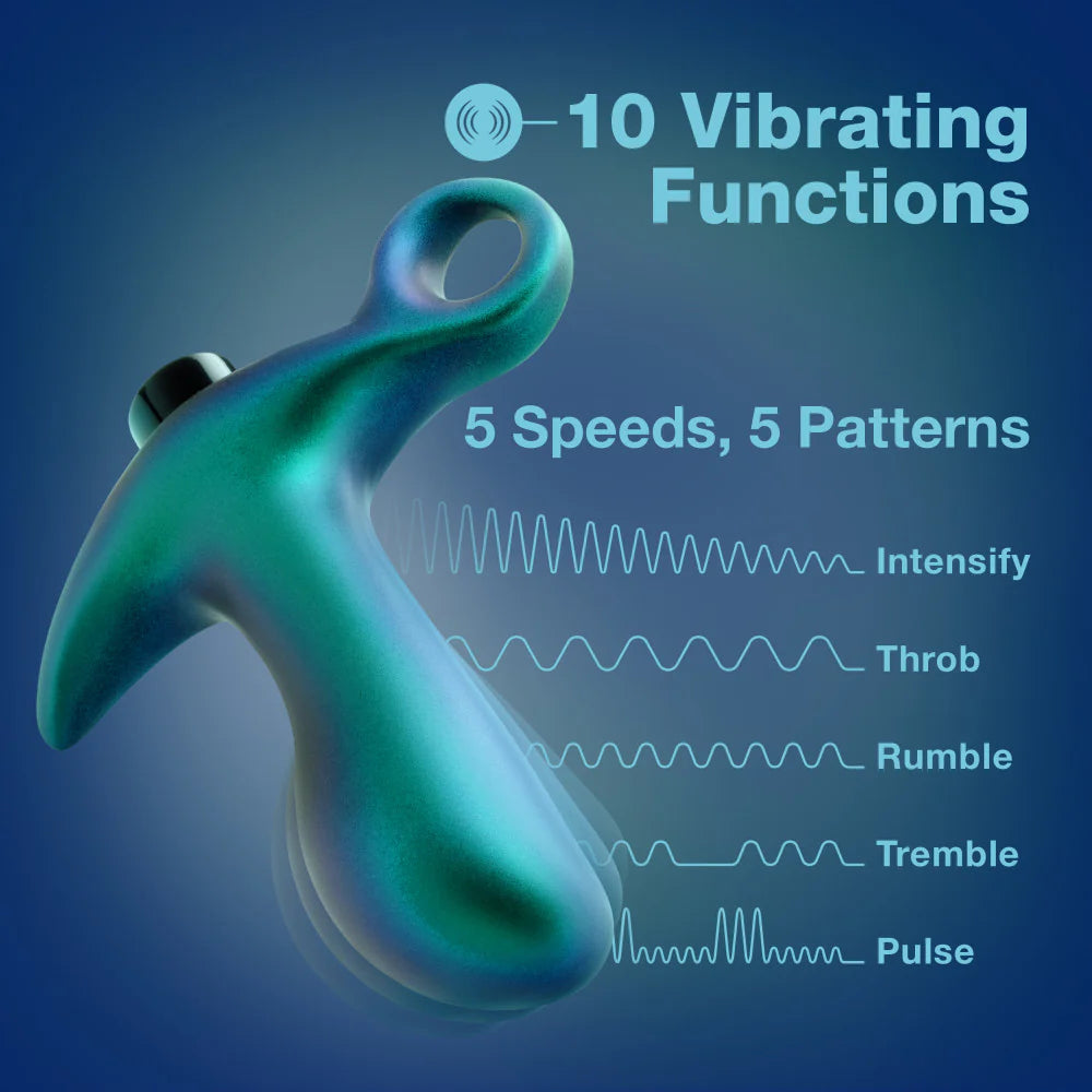 Anal Adventures Matrix By Blush® | Teleportation Plug: Curved For Prostate Massaging With Finger Loop in Lunar Blue | With Stayput™ Technology & AnchorTech™ Base