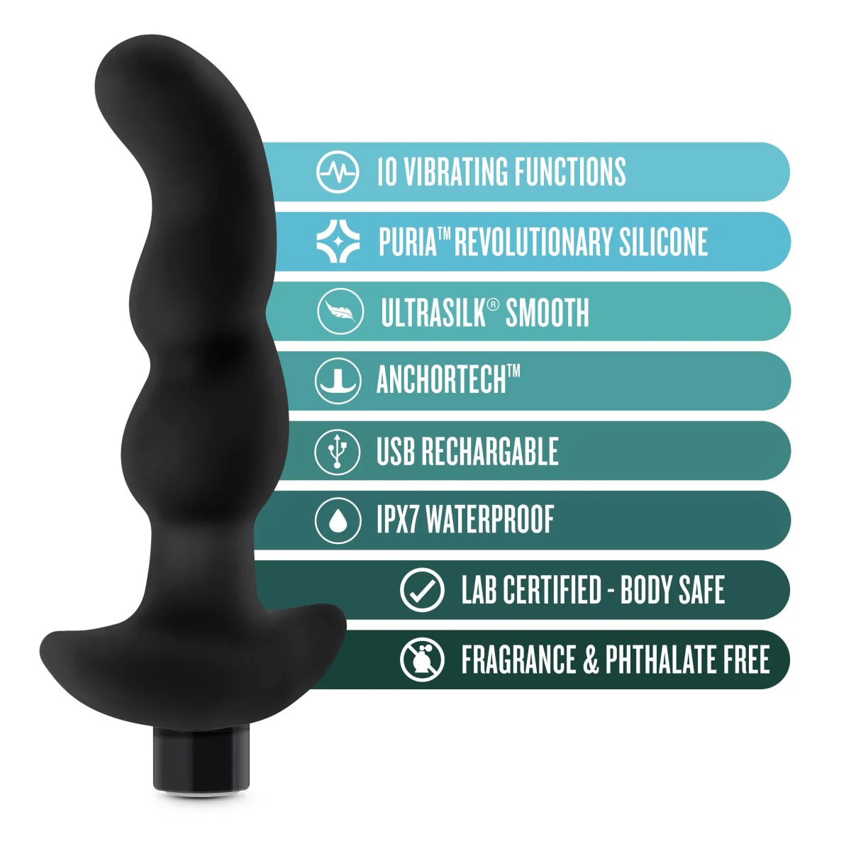 Anal Adventures Platinum By Blush® | Prostate Massager 03  Black 6-Inch Vibrating Rechargeable Anal Plug