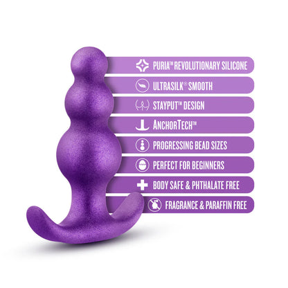 Anal Adventures Matrix By Blush® | The Supernova Plug: 3 inch Beaded Butt Plug in Galactic Purple | With Stayput™ Technology & AnchorTech™ Base