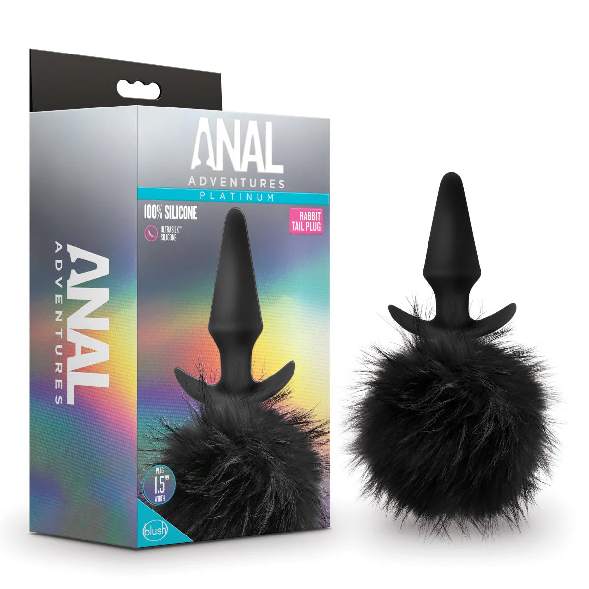 Anal Adventures Platinum By Blush® | Rabbit Tail Black 6.75-Inch Anal Plug