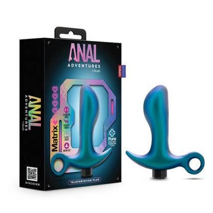 Anal Adventures Matrix By Blush® | Teleportation Plug: Curved For Prostate Massaging With Finger Loop in Lunar Blue | With Stayput™ Technology & AnchorTech™ Base