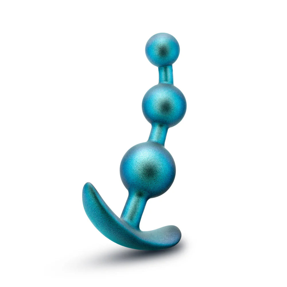 Anal Adventures Matrix By Blush® | The Gamma Plug: 5 inch Curved Beaded Butt Plug in Neptune Teal | With Stayput™ Technology & AnchorTech™ Base