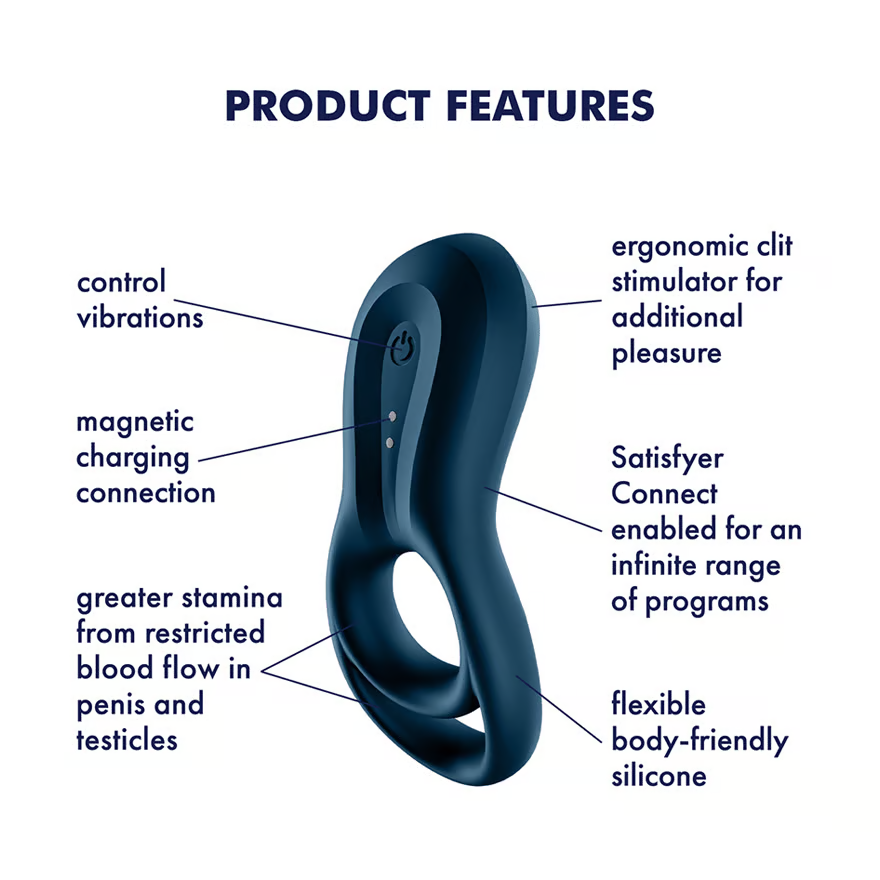 Satisfyer Epic Duo Ring Vibrator - Dark Blue