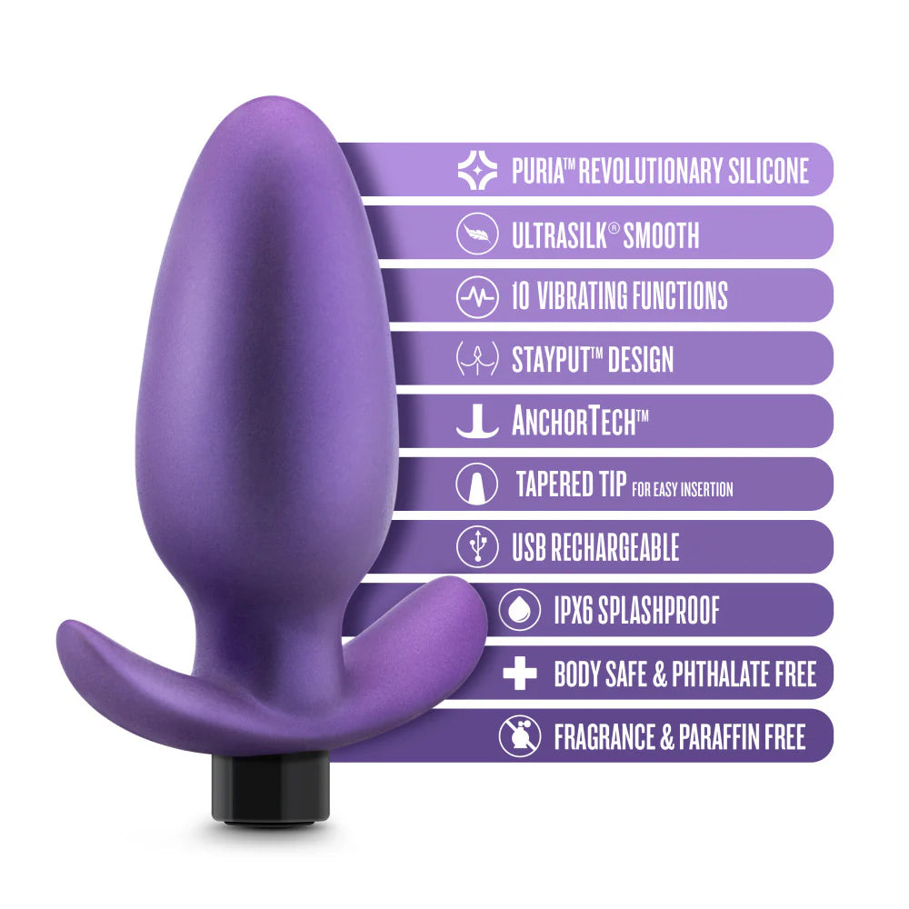 Anal Adventures Matrix By Blush® | Excelsior Plug: Tapered Tip Widens For Filling Sensations in Astro Violet | With Stayput™ Technology & AnchorTech™ Base