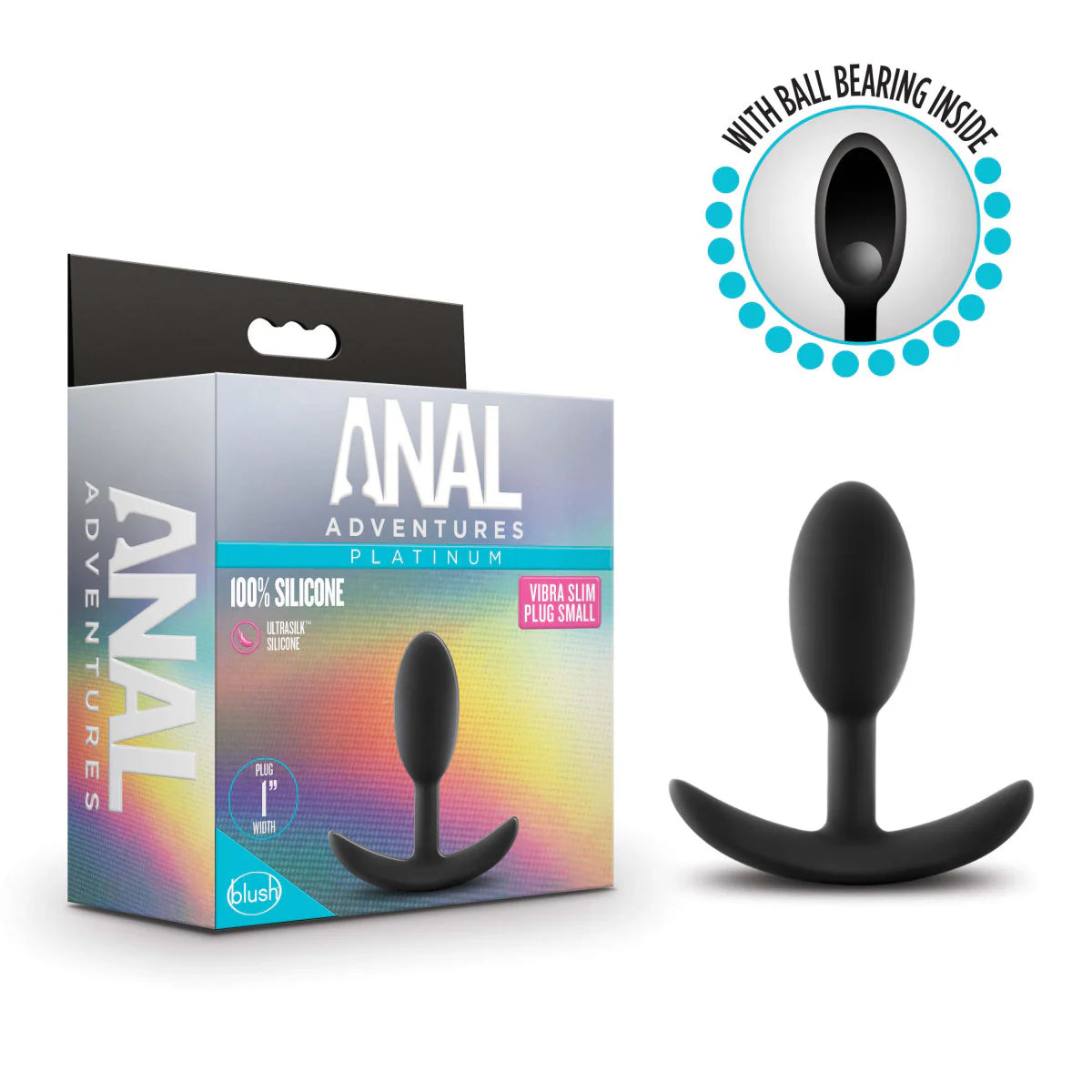 Anal Adventures Platinum By Blush® | Vibra Slim Black 3.5-Inch Anal Plug