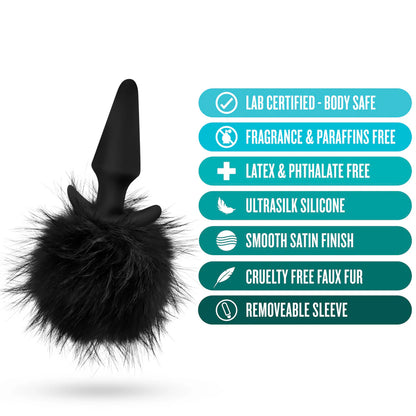 Anal Adventures Platinum By Blush® | Rabbit Tail Black 6.75-Inch Anal Plug