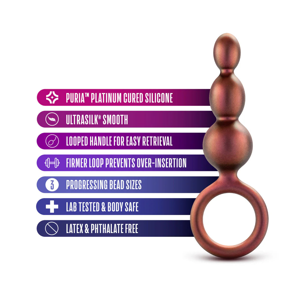 Anal Adventures Matrix By Blush® | Beaded Loop Plug - Copper